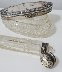 STERLING SILVER antique vanity jar 1913 Perfume Bottle and JAR