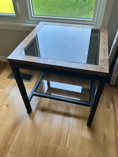  Glass top square table 