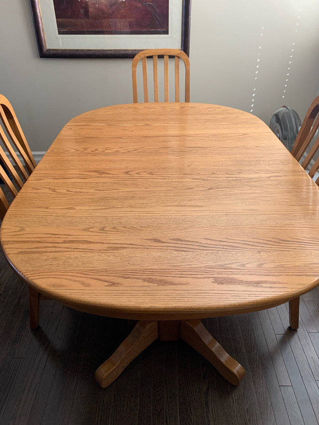 Furniture solid Oak 52 x41.5 also 20 inch centre piece senior ci in Dining Tables & Sets in Strathcona County - Image 2