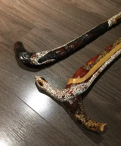Vintage Jamaican Hand Carved Walking Sticks, View more