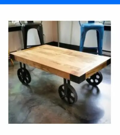Antique Handmade Wooden Mango Wood Coffee Table With Wheels , View more
