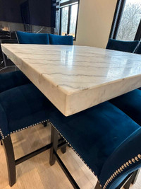 Marble table with 8 chairs