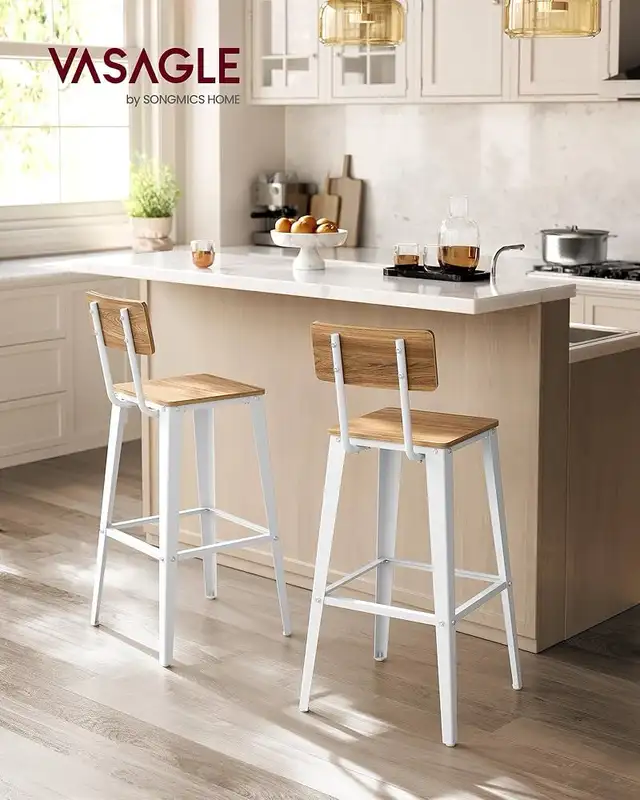 Bar Stools Kitchen Chairs with Backrest Steel Frame Easy Assembl in Chairs & Recliners in Markham / York Region - Image 2