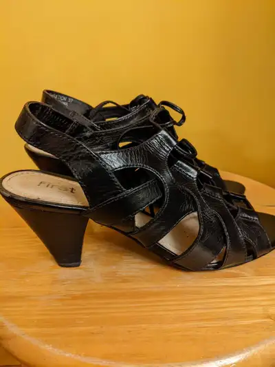 Vintage leather Gladiator heels, View more