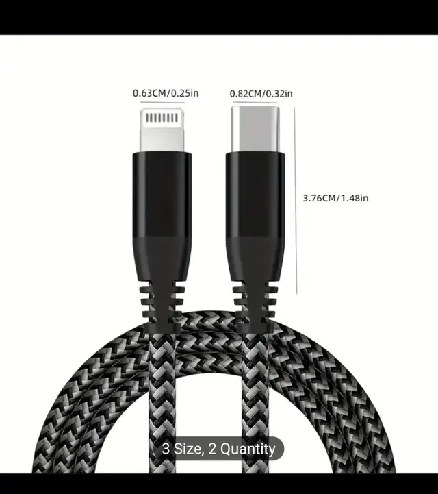 2m USB C to Lightning Fast Charge Fast Data Cable, MFI Certified in Cell Phone Accessories in Markham / York Region - Image 5