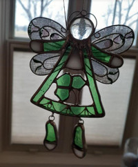 Vintage stained glass Irish Dancer Angel ornament suncatcher