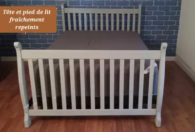 AUBAINE-Tête, pied de lit et base de métal pour lit double, View more