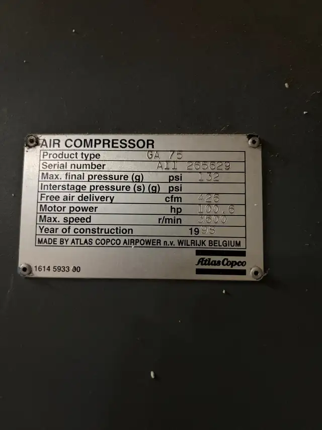 Compresseur Atlas Copco GA75 100HP compressor in Other in Drummondville - Image 6