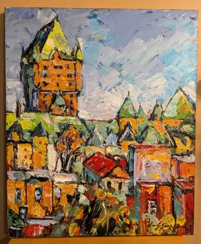 GILLES SIMARD ACRY/TOILE, 24'' x 20'', CHÂTEAU FRONTENAC QUÉBEC, View more