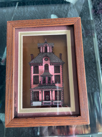 CHRIS HOBBS DESIGNS Pink Victorian House 3D Art Shadow Box Wood 