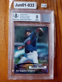 1998 Skybox Dugout Axcess Hideo Nomo #23 BGS 8 Game used jersey