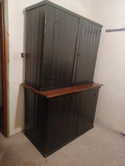 Rustic Black Wooden Hutch, View more