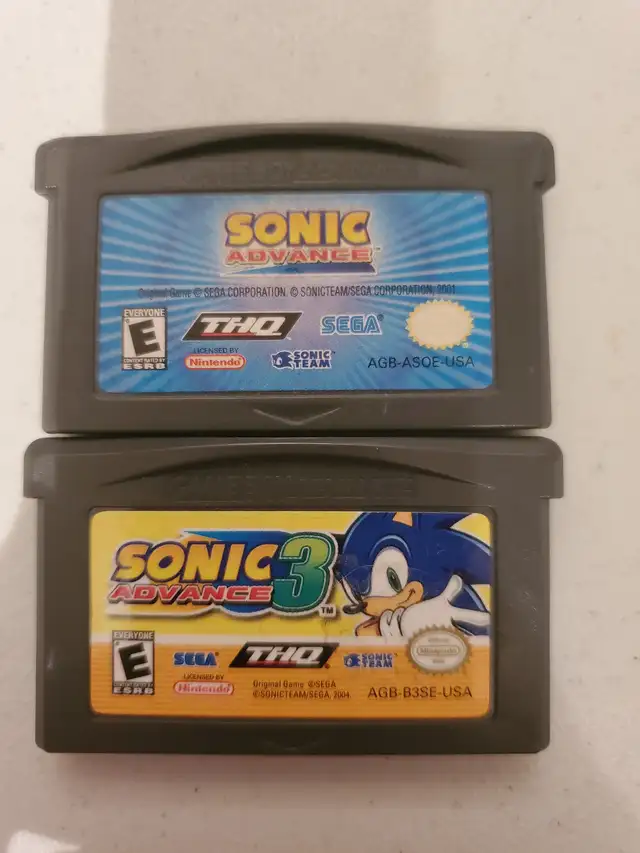 GBA Sonic Advance Bundle Nintendo Gameboy Advance ADVANCE 1 & 3