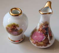 Vintage Limoges France Miniature Porcelain Vase & Pitcher