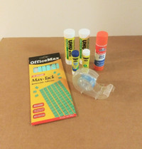 Glue Sticks, Green Tack & Tape Dispenser