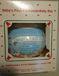Vintage 1988 Hallmark Baby's First Christmas - Baby Boy Ornament