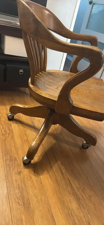Solid Oak Swivel Desk/Office Chair, View more