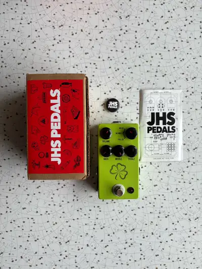 Versatile JHS Pedals Clover Preamp EQ pedal for guitar or bass. Has Volume, Bass, Middle, and Treble...