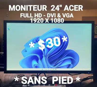 BON MONITEUR ACER 24 POUCES *SANS PIED, View more