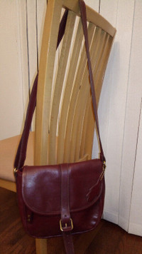 ROOTS Cabernet Leather Crossbody Purse