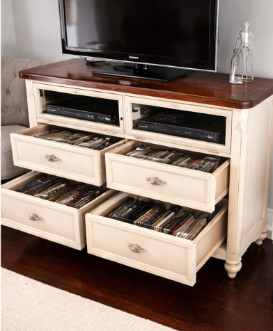 Solid Wood TV Stand – American Woodcrafters Chateau Antique Whit, View more