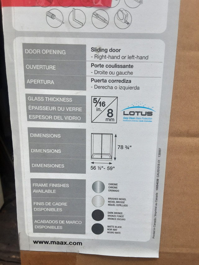 MAAX 60"X79" Halo shower door in Plumbing, Sinks, Toilets & Showers in Revelstoke - Image 4