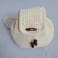 Beige Hand Woven Soft Backpack