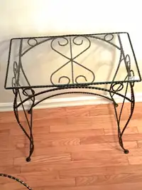 Vintage Parlor Wrought Iron glass table