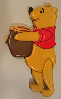 Vintage Winnie The Pooh Wall Art Stained Hand Crafted Wood