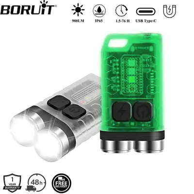 UV LED EDC Keychain Flashlight Type-C Rechargeable Work Light Torch with Magnet Waterproof Camping P...