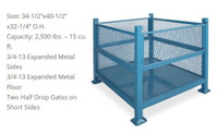steel bins, wire bins, expanded metal bins, stacking containers.
