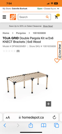 TOJA GRID Double Pergola Kit w/2x6 KNECT Brackets | 6x6 Wood