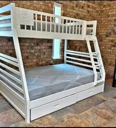 White twin over double bunk bed , View more
