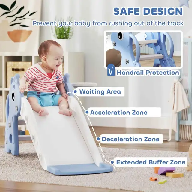 3 in 1 Toddler Slide for Age 1-3. Giraffe Design, Blue in Toys in Markham / York Region - Image 7