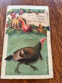 Happy Thanksgiving Vintage Squeeze Post Card