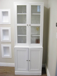 **SOLD***Ikea White Havsta Pine Storage Cabinet with Glass Doors