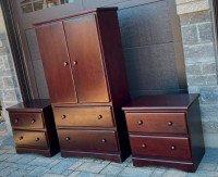 Outstanding Armoire & Side Night Tables (Solid Cherry Wood)