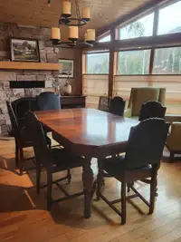 Oak dining set - table, chaises et buffet chêne antique