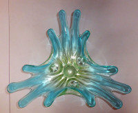Chalet Art Glass Uranium Splash Turquoise Fingers Glows UV Light