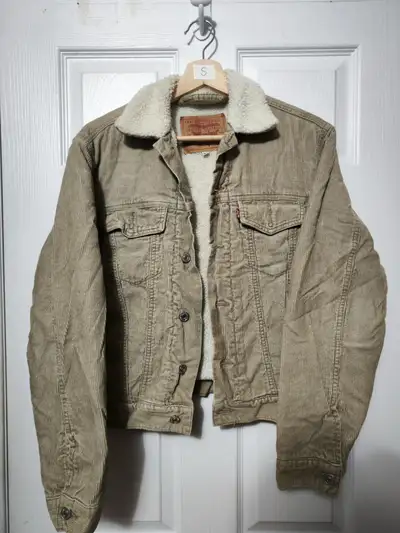 Levis Sherpa Lined Denim Jean Corduroy Jacket Light Brown MENS S, View more