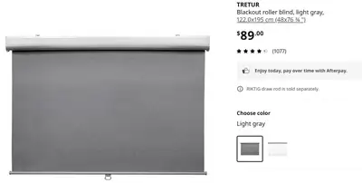 Blackout Roller Blinds - Ikea TRETUR (Grey), View more
