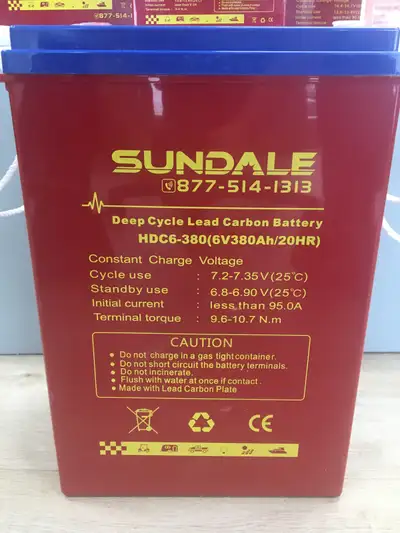 6V-380 amp hour lead carbon battery. In store or order off the website. Www.solarsuperstore.ca