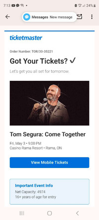  Tom segura  free pair of tickets for the show at 9   contact 