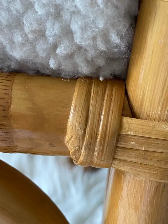 Rattan Footstool/Sherpa Cushion in Other in Ottawa - Image 5