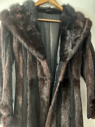 Real Black Leather and Mink Coat, View more