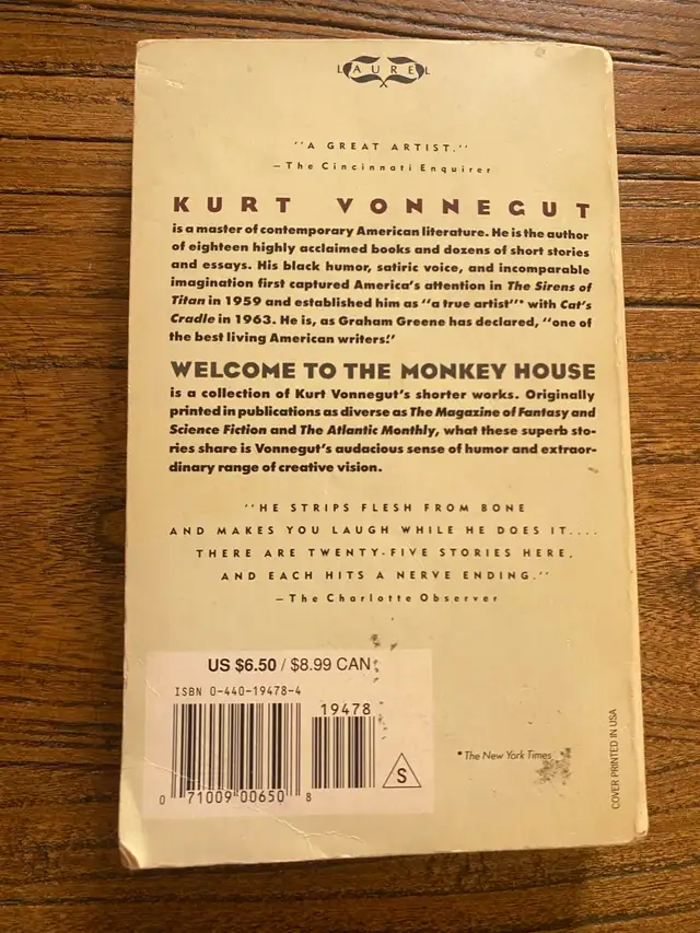 Welcome to the Monkey House by Kurt Vonnegut  in Fiction in Mississauga / Peel Region - Image 3