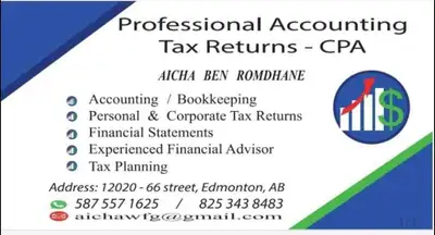 Accounting/ Bookkeeping T2/ T2 Tax returns GST Payroll Financial Statements Tax Planning Business pl...