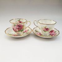 2 ROYAL ALBERT American Beauty Rose Flowers Tea Cup and Saucer