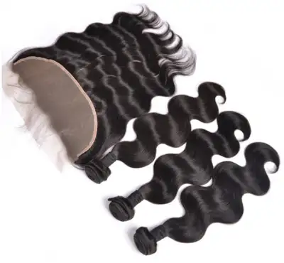 3 Bundles and 1 Lace Frontal Malaysian Body Wave Human Hair, View more