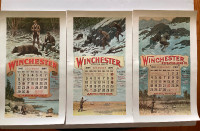 6  Winchester Repeating Arms Reproduction Calendars from 1960's